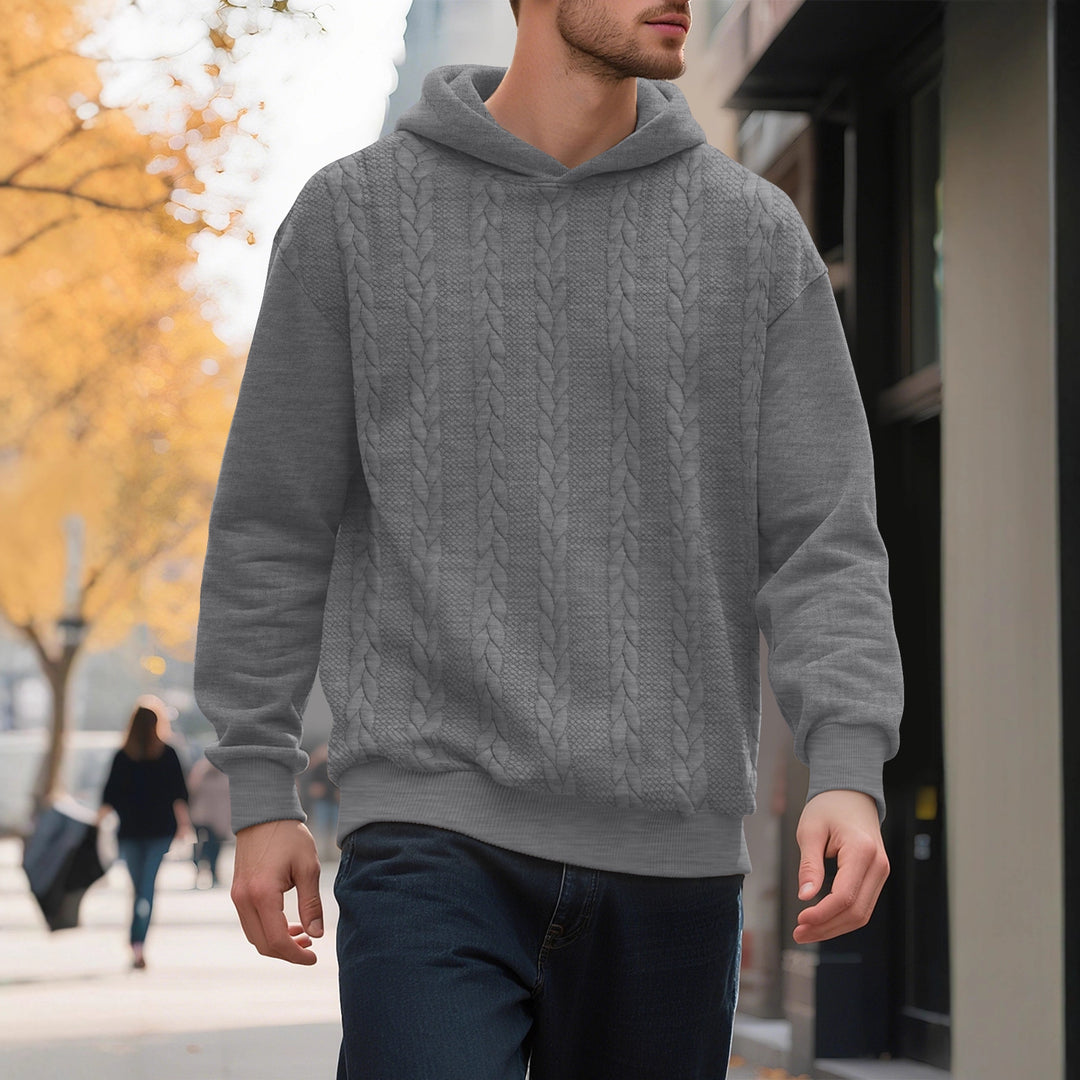 Men's Hoodie with Textured Knitted Pattern and Trendy Accents Lune London