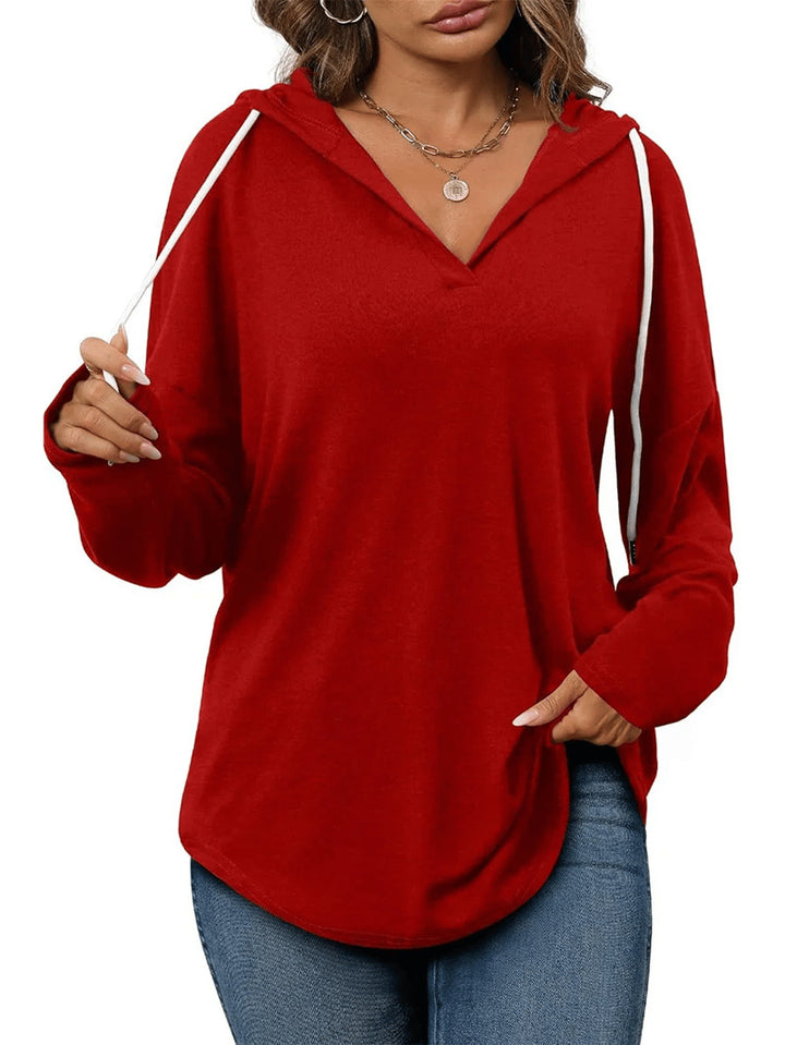 Women's casual hoodie with V-neck and long sleeves Lune London