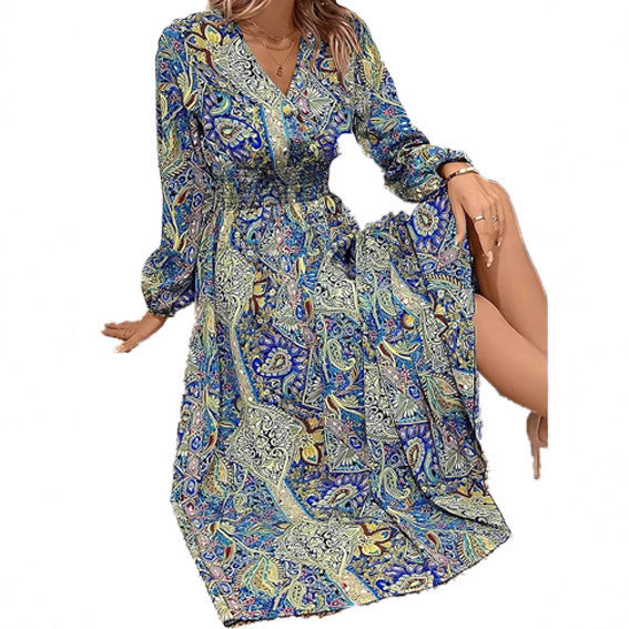Lune London floral ethnic pattern maxi dress for women