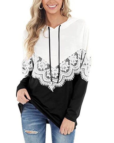 Ladies Elegant Hoodie with Lace Applications Lune London