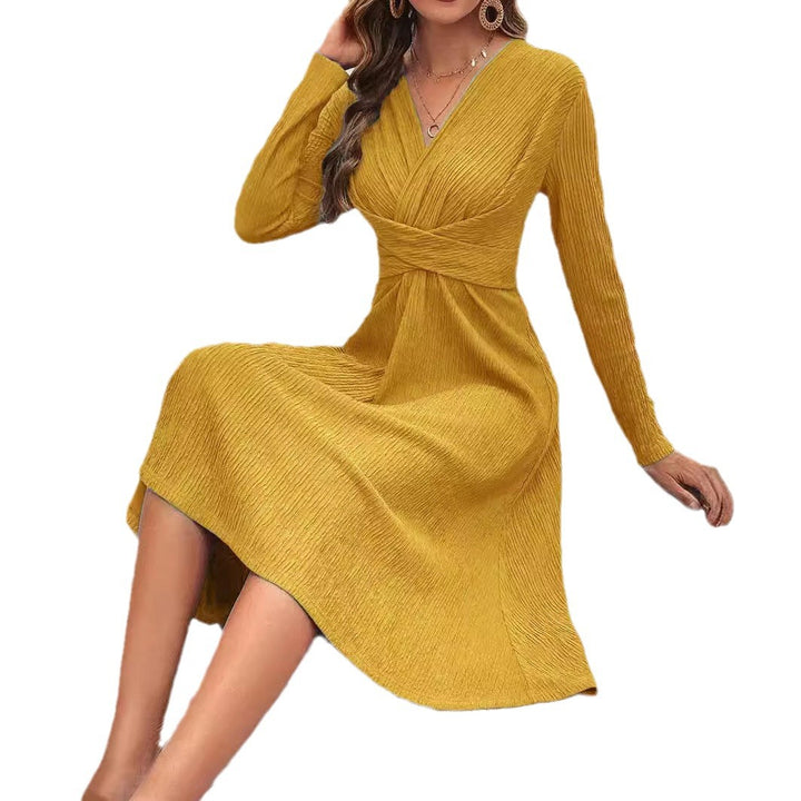 Ladies Elegant wrap dress with structured top and long sleeves Lune London