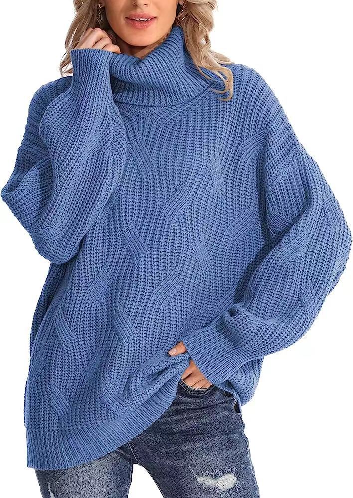 Oversized knitted sweater for women with high neck Lune London