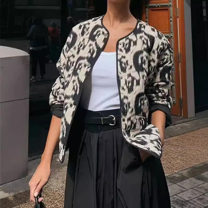 Ladies Trendy Chic Animal Print Padded Clothing