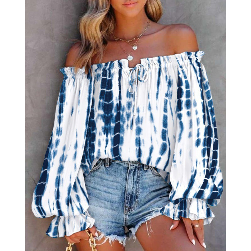 Woman Blouse Batik Off-Shoulder Lune London