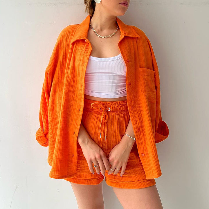 Casual set for women with short sleeves in breathable material with elastic waist Lune London