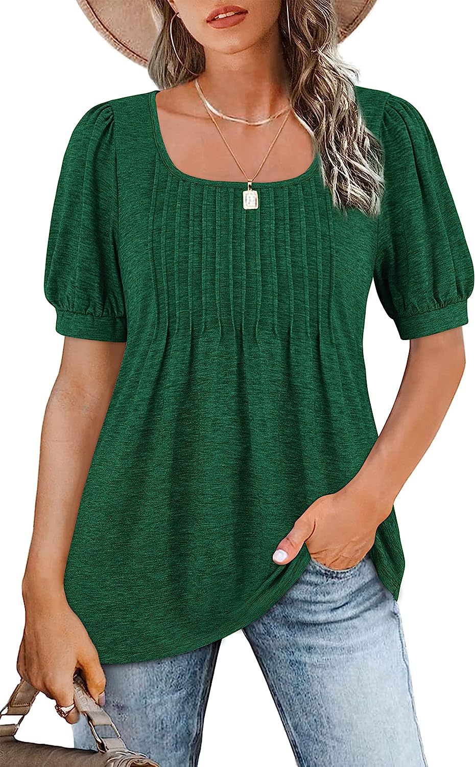 Casual T-shirt for ladies with puff sleeves and pleated design Lune London