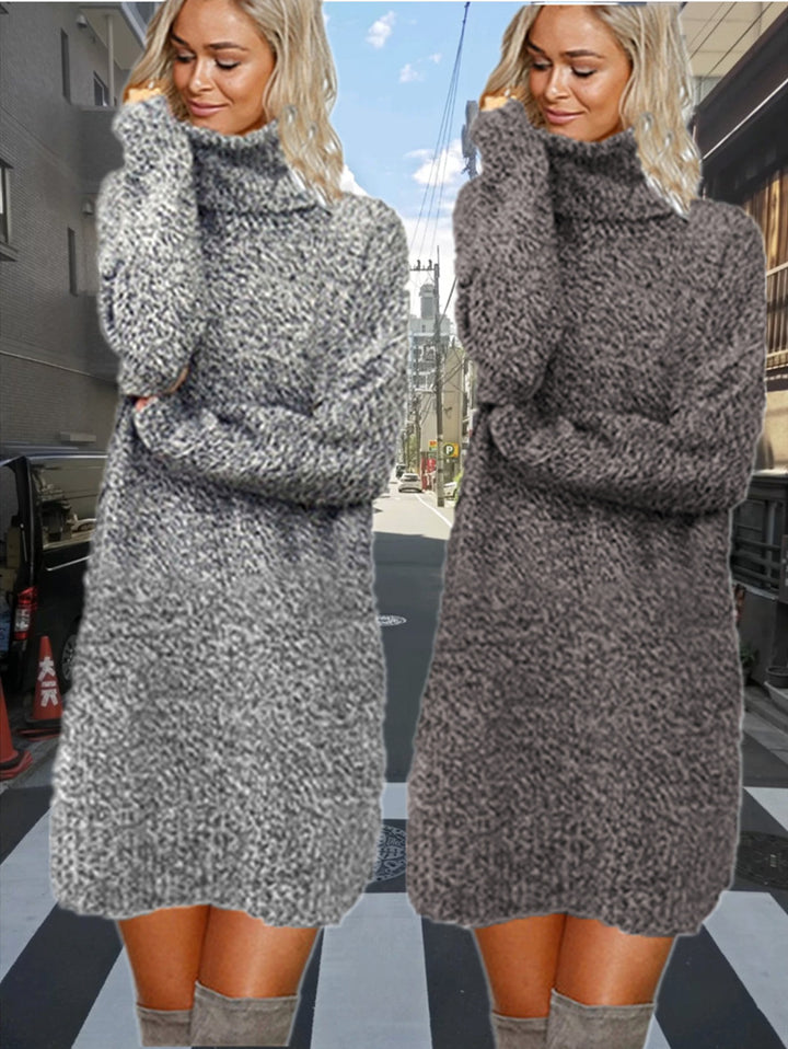 Knit dress for women with turtleneck in cozy material Lune London