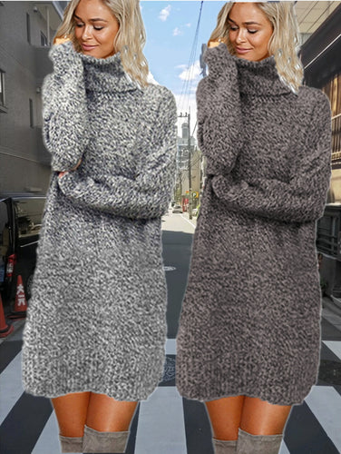 Knit dress for women with turtleneck in cozy material Lune London