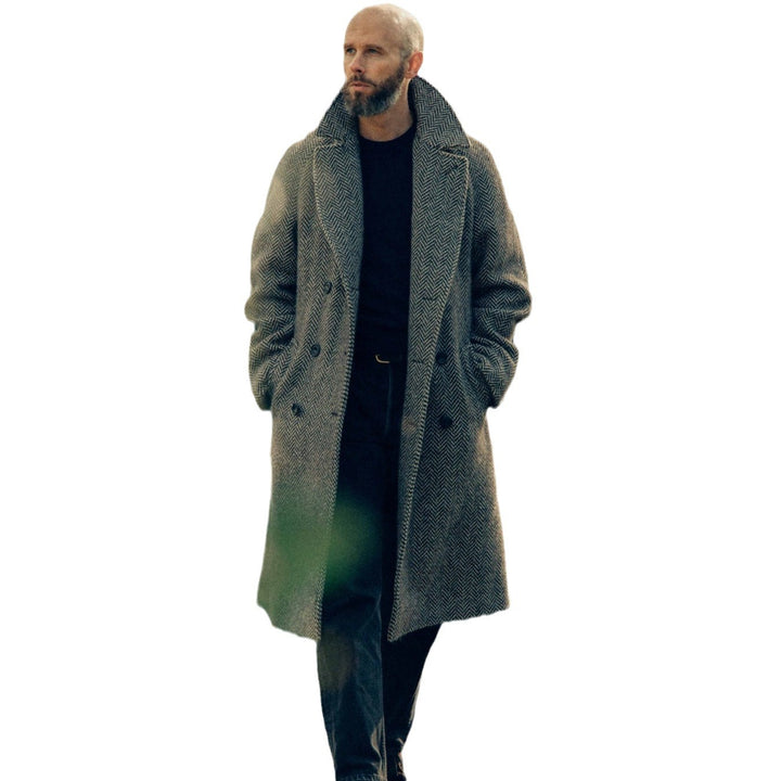 Wool coat for men with an elegant herringbone pattern Lune London