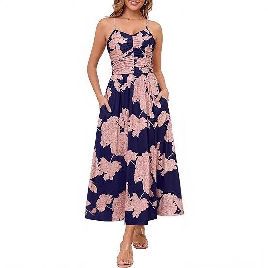Robe maxi femme avec fines bretelles et poches latérales pratiques Chic & Stil