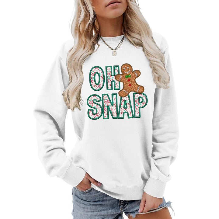 Sweatshirt pour femmes avec motif de bonhomme en pain d'épice amusant et lettrage étincelant Chic & Stil