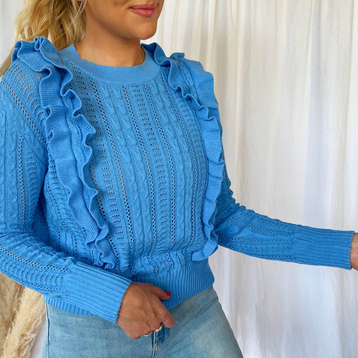 Lune London modest women’s sweater with ruffles