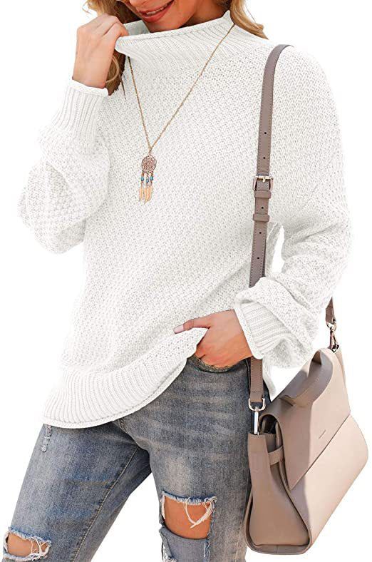 Women's sweater with high collar and structured knit pattern Lune London