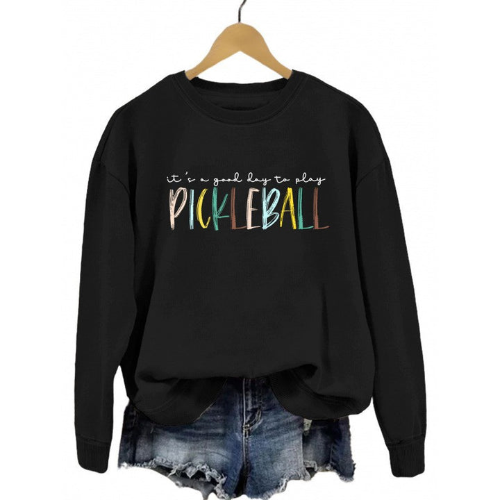 Women's casual sweatshirt with colorful pickleball print Lune London