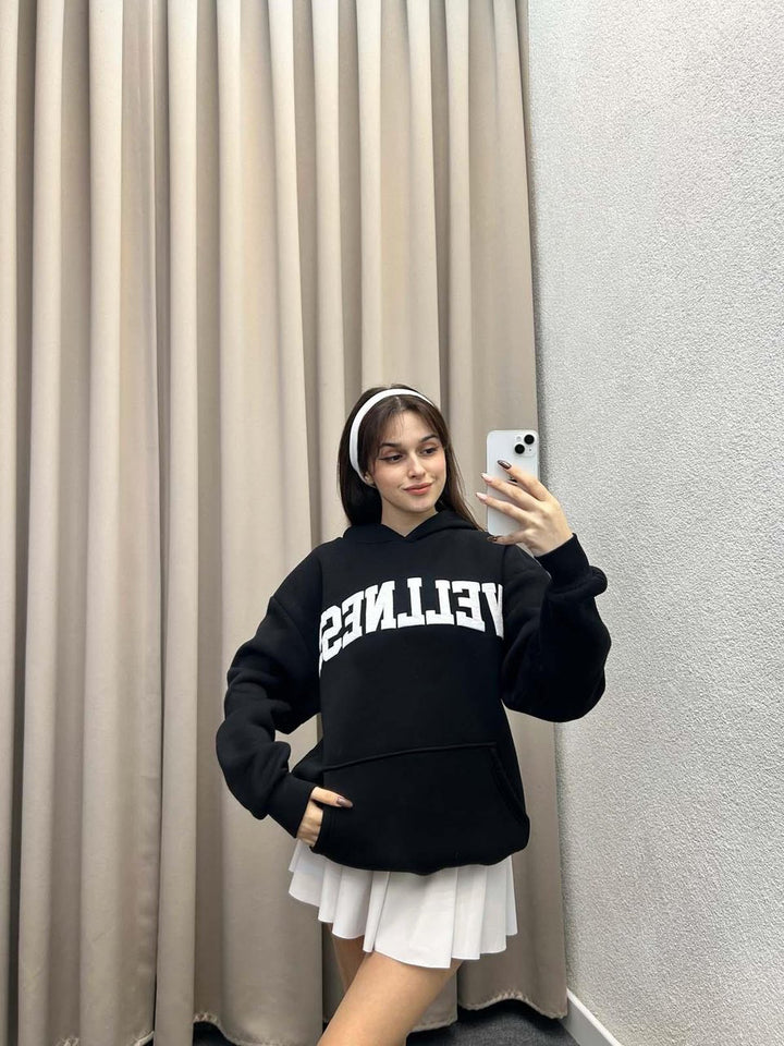 Ladies Hoodie with large logo and kangaroo pocket Lune London