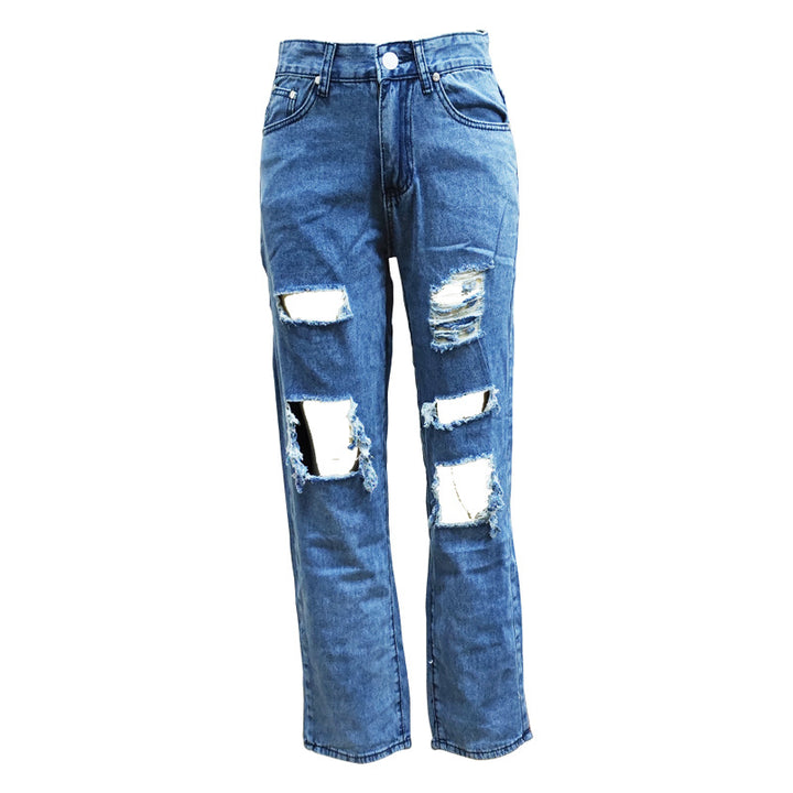 Women's Casual Destroyed Jeans with Wide Leg Lune London