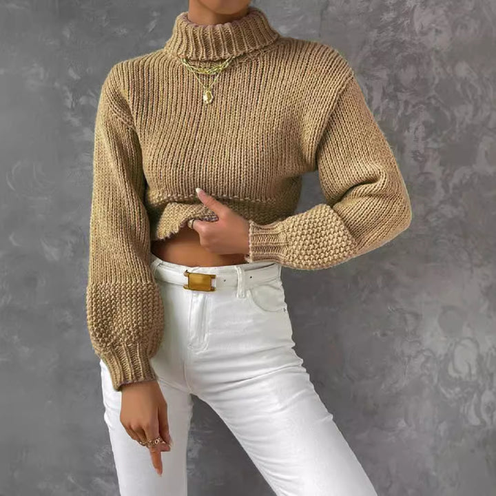 Women’s chunky knit sweater with high collar Lune London
