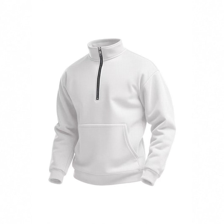 Men's fleece sweater with short zip and front pocket Lune London