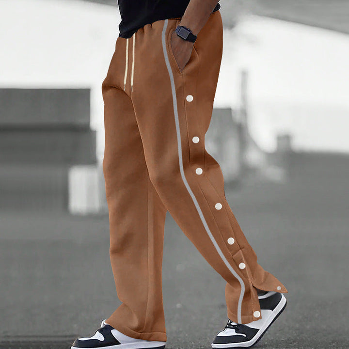 Men's Sporty Loose Jogging Pants with Snap Buttons Lune London