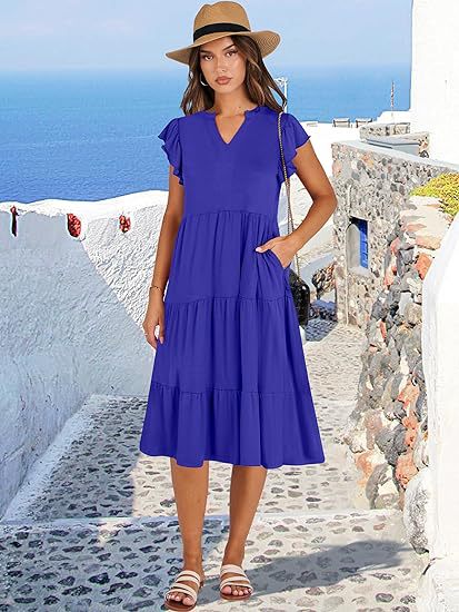 Leisure dress for women with ruffled details and pockets Lune London