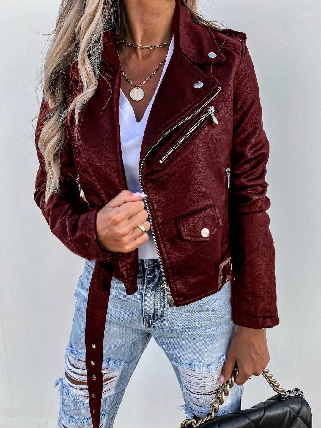 Lune London Women's Biker Jacket in Faux Leather