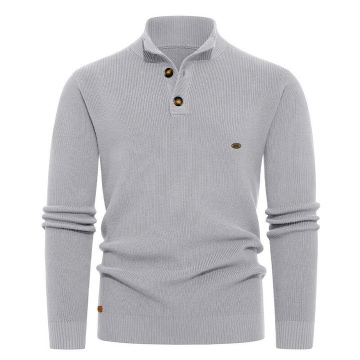 Knit sweater for men with button details and modern high collar Lune London