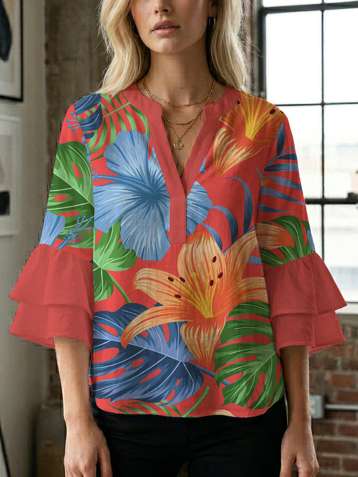 Women's flower creation with voluminous ruffled sleeves Lune London