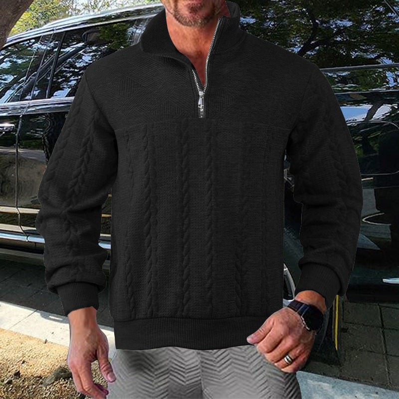 Pull-over zip pour homme avec design texturé Lune London