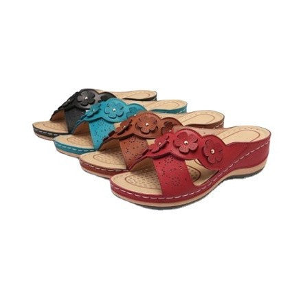 Women's shoes with floral decoration Comfortable slip-on sandals Lune London