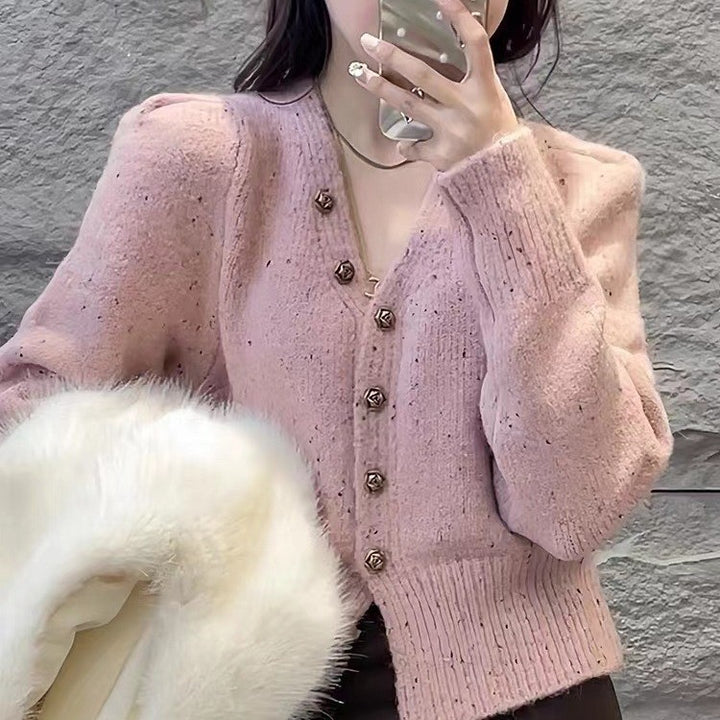 Women's knit jacket with decorative button details Lune London