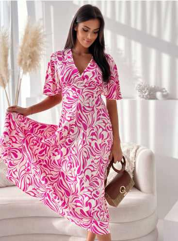 Lune London Women's maxi dress with floral print and butterfly sleeves