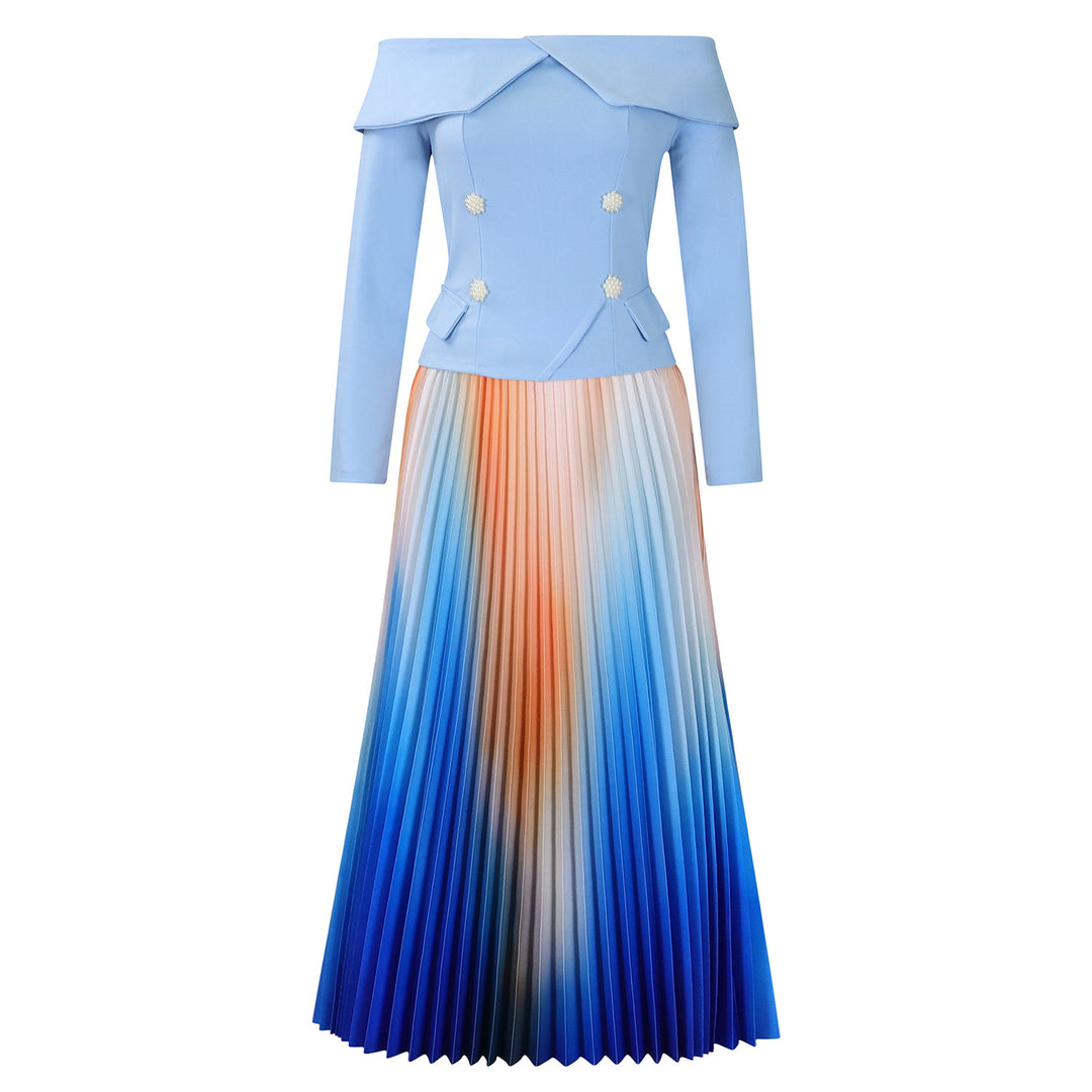 Elegant pleated dresses for women with a sleeveless top and eye-catching button details Lune London