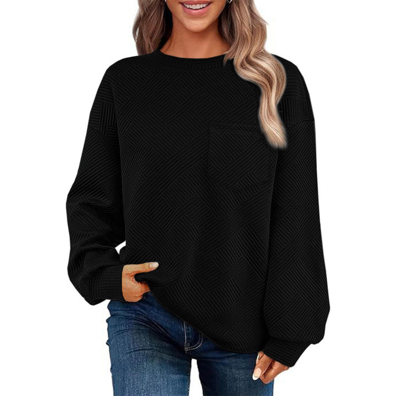 Casual sweater for women with textured pattern and practical chest pocket Lune London