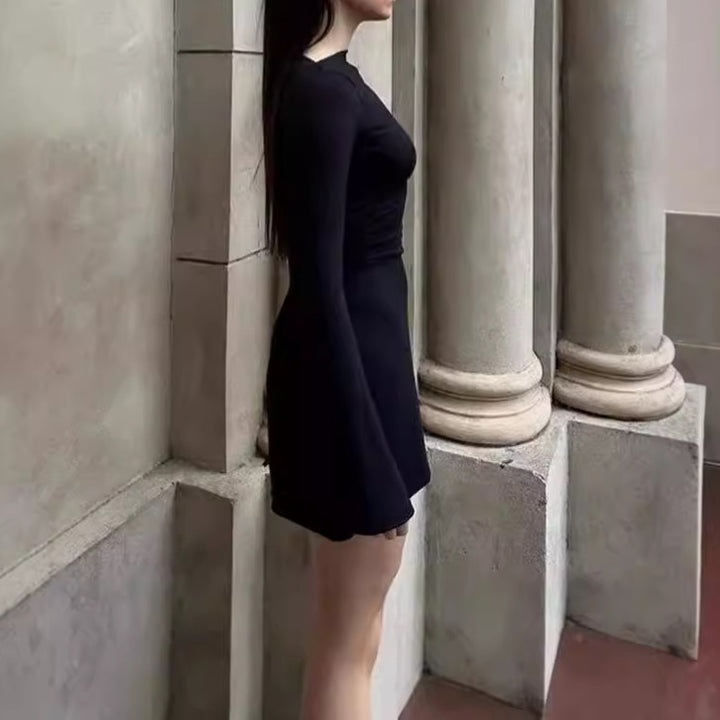 Elegant ruffled mini dress for women with long sleeves Lune London