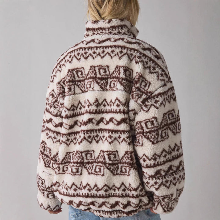 Veste en polaire tendance pour femmes avec des motifs folkloriques et un col haut Chic & Stil