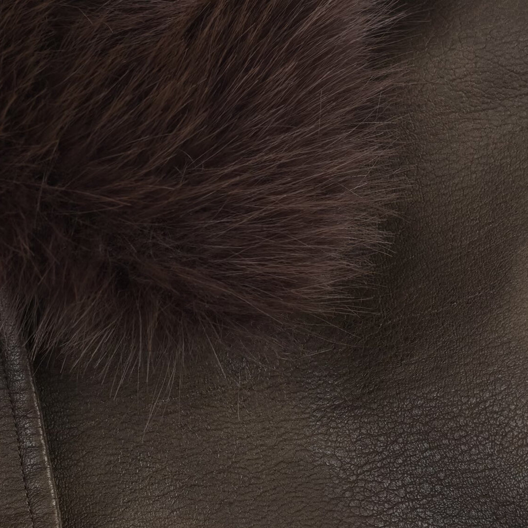 Faux leather jacket for women with removable faux fur collar and practical pockets Lune London