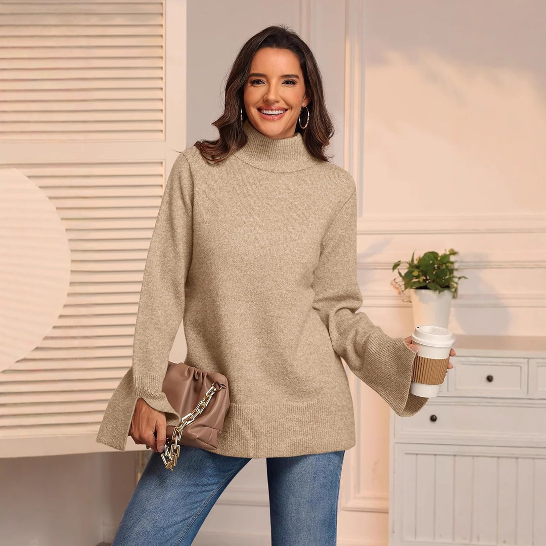 Ladies Elegant Turtleneck Sweater with Wide Sleeves Lune London