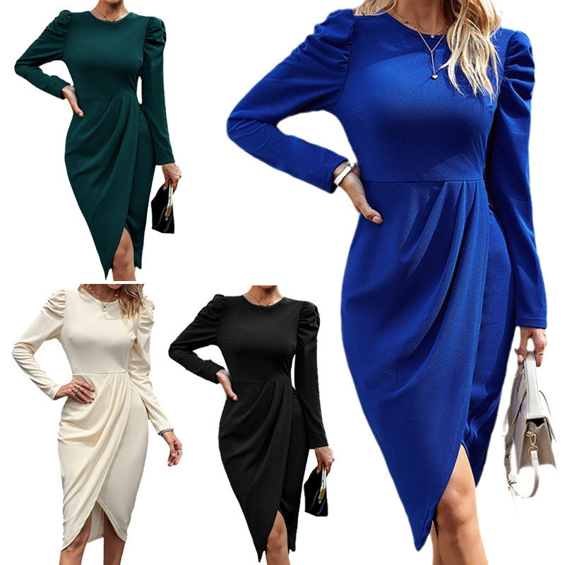 Fitted wrap dress for women with ruffle details and a stylish slit Lune London