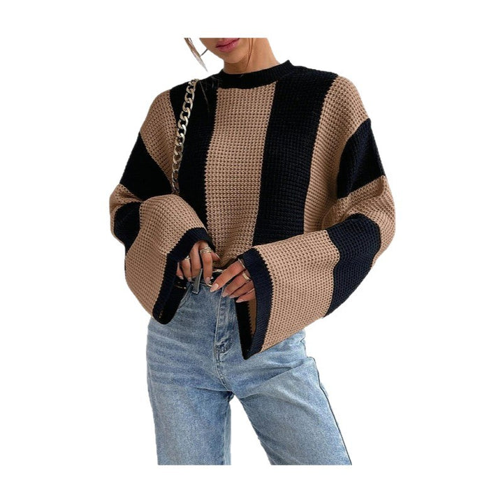 Ladies trendy sweater with structured honeycomb pattern and wide sleeves Lune London