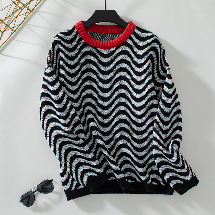 Women comfortable sweater with modern wave patterns and a minimalist cut Lune London