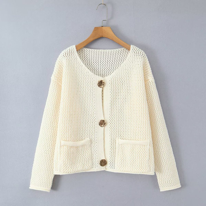Cardigan léger pour femmes avec fermeture à boutons décoratifs et poches pratiques Chic & Stil