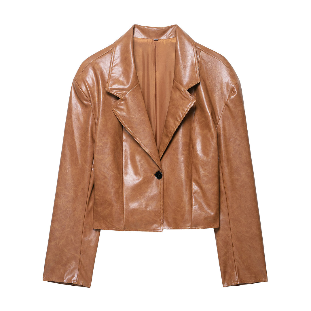 Cropped faux leather jacket for women Lune London
