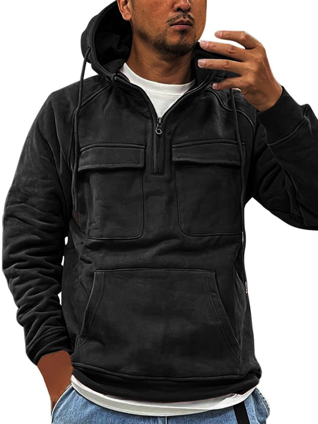 Outdoor pullover for men with practical pockets and high collar Lune London