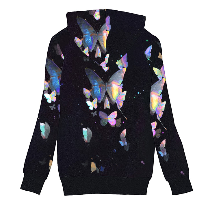 Casual women's jacket with hood and colorful butterfly design Lune London