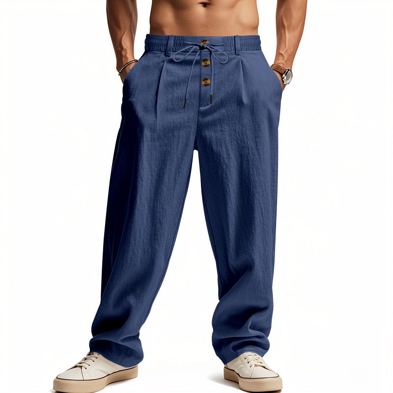 Men's Casual Linen Pants with Breathable Cut and Adjustable Drawstring Lune London