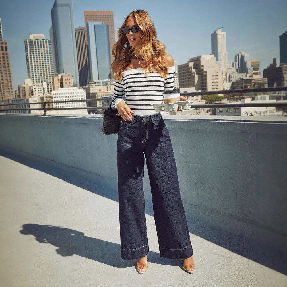 Lune London | Women's wide-cut jeans with high waist and elegant seam