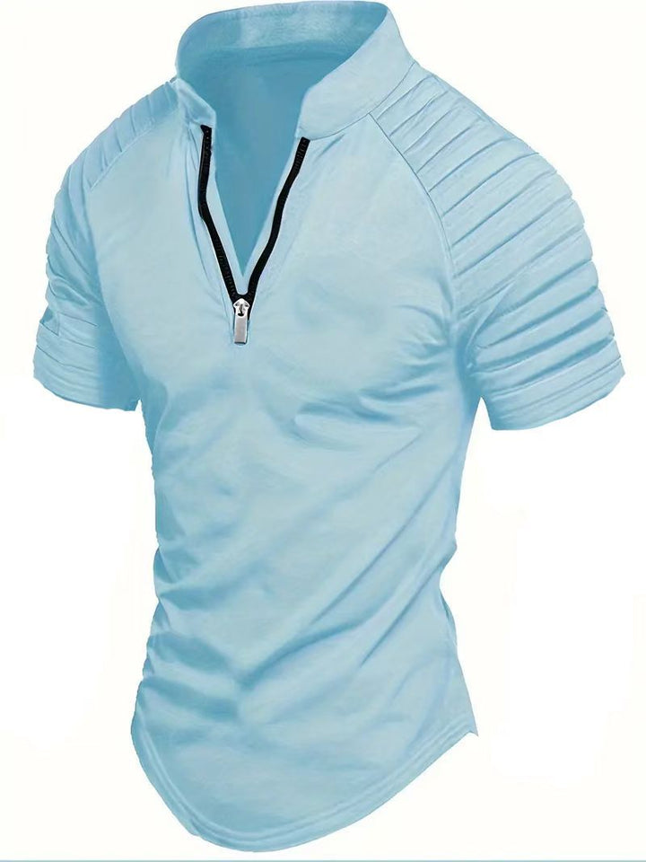 Men's sporty functional shirt with half zipper and ribbed details Lune London
