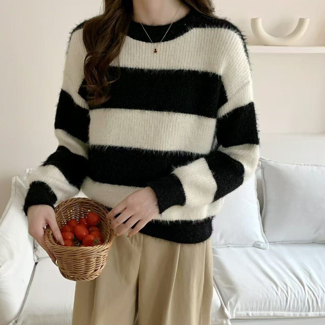 Femmes pull câlin rayé Chic & Stil