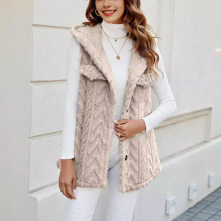Knitted ladies' cardigan with hood and pockets Lune London