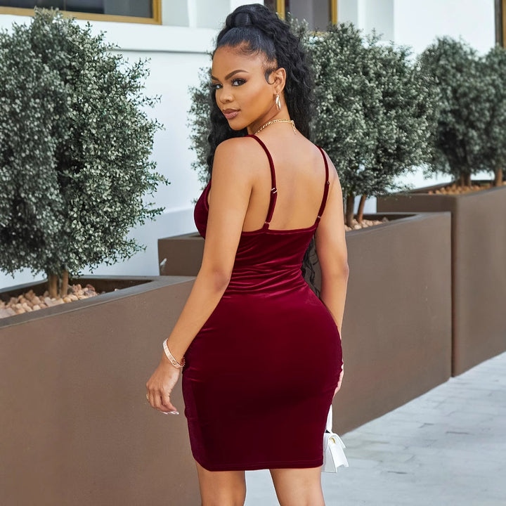 Mini dress for women in a wrap style in soft velvet Lune London